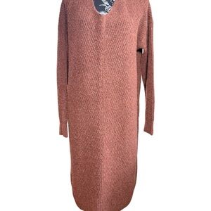 Caslon Long Sleeve V-Neck Knit Dress - Rusty Rose